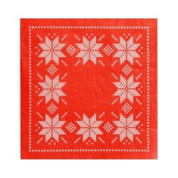 SERVILLETAS NAVIDAD 30 Un. 33x33cm MAXI 7477 BORDADO ROJO