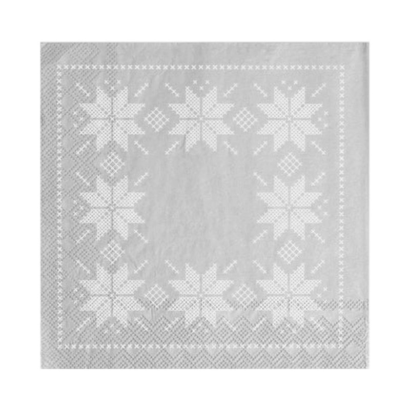 SERVILLETAS NAVIDAD 30 Un. 33x33cm MAXI 7479 BORDADO PLATA