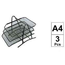 SET 3 BANDEJAS PORTAPAPELES REJILLA METALICA NEGRO