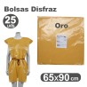 BOLSA DISFRAZ PLASTICO PACK 25 Un. 65x90cm ORO