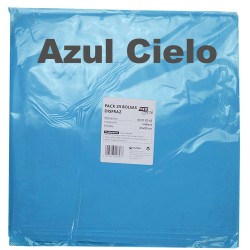 BOLSA DISFRAZ PLASTICO PACK 25 Un. 65x90cm AZUL CLARO