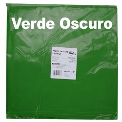 BOLSA DISFRAZ PLASTICO PACK 25 Un. 65x90cm VERDE OSCURO