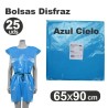 BOLSA DISFRAZ PLASTICO PACK 25 Un. 65x90cm AZUL CIELO