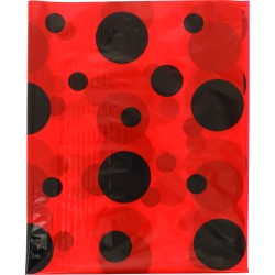 BOLSA DISFRAZ PLASTICO PACK 25 Un. 65x90cm TOPOS BLANCO/ROJO