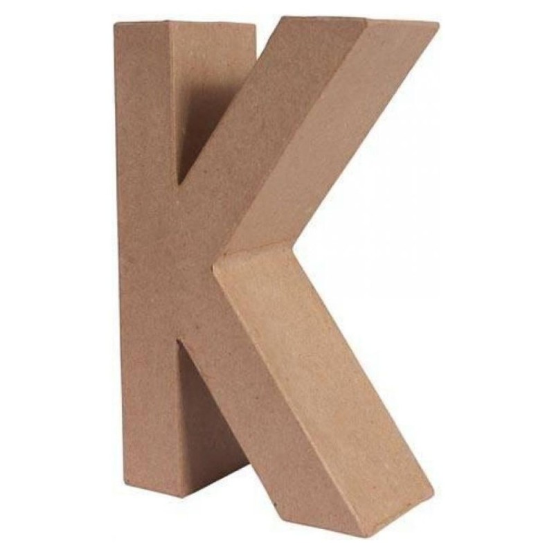 LETRA PAPEL MACHE "K" 17,5x10,5x5,5cm 3D ESTRECHA MEDIANA