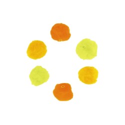 POMPONES AGUJERO 50 Un. de 2,5 cm TONOS AMARILLOS