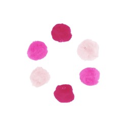 POMPONES AGUJERO 50 Un. de 2,5 cm TONOS ROSAS