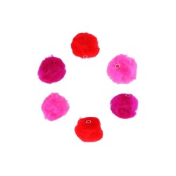 POMPONES AGUJERO 50 Un. de 2,5 cm TONOS ROJOS