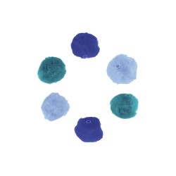 POMPONES AGUJERO 50 Un. de 2,5 cm TONOS AZULES