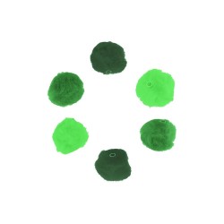 POMPONES AGUJERO 50 Un. de 2,5 cm TONOS VERDES