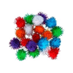 POMPONES METALIZADOS 20 Un. de 2,5cm SURTIDOS (IN).