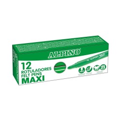 ALPINO ROTULADOR MAXI ESTUCHE 12 Un. COLOR VERDE CLARO