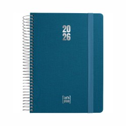 AGENDA GRAFOPLAS DIA PAGINA 15x21cm METALLIC AZUL PETROLEO