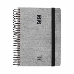 AGENDA GRAFOPLAS DIA PAGINA 15x21cm ECOJEANS NEGRA