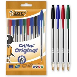 BOLIGRAFO BIC CRISTAL PACK 10 Un. PUNTA MEDIA 1,0 SURTIDOS