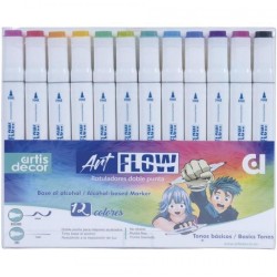 ARTIS DECOR ART FLOW DUO 12 ROTULADORES ALCOHOL BASICOS