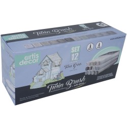 ARTIS DECOR TWIN BRUSH DUO 12 ROTULADORES ALCOHOL GRISES