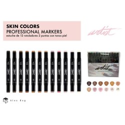 *SET 12 MARKERS ALCOHOL ARTIST DUO BISEL/FINA ALEX BOG PIEL
