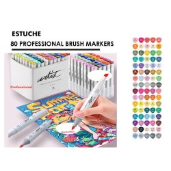 *SET 80 MARKERS ALCOHOL DUO PINCEL ARTIST AB-1280 ALEX BOG