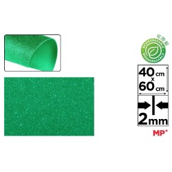GOMA EVA PURPURINA BIO 2mm 40x60cm VERDE OSCURO