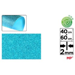 GOMA EVA PURPURINA BIO 2mm 40x60cm AZUL CELESTE