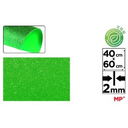 GOMA EVA PURPURINA BIO 2mm 40x60cm VERDE CLARO