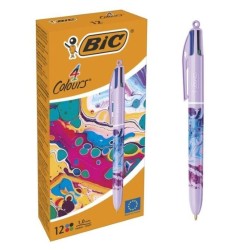 BOLIGRAFO BIC 4 COLORES DECORS DISEÑO HYDRO PURPLE