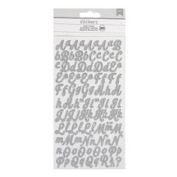 LETRAS ADHESIVAS 265 Un. CURVADAS AC346653 GLITTER PLATA