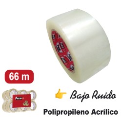 PRECINTO FIXO POLIPROPILENO SIN RUIDO 66m x 48mm TRANSPARENTE