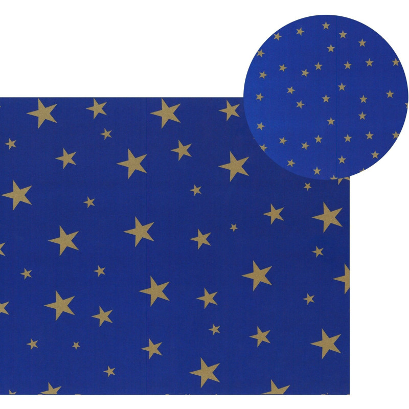 CARTULINA NAVIDAD 50x70 cm ESTRELLAS ORO FONDO AZUL