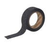 WASHI TAPE GLITTER CINTA 15 mm x 6,5 m NEGRO