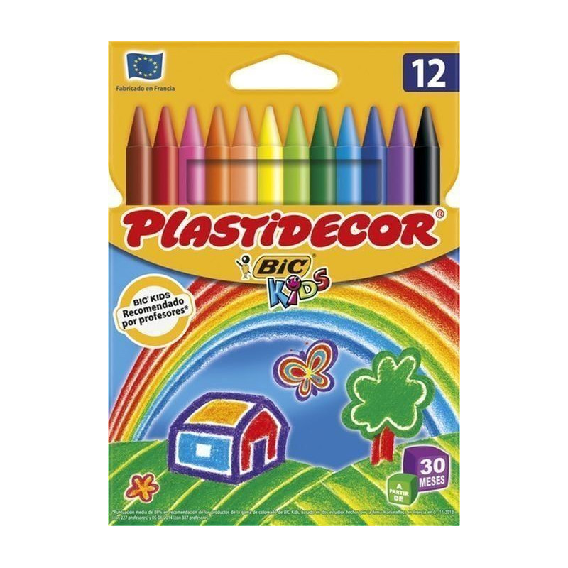 EST. 12 CERAS PLASTIDECOR BIC SURTIDO BASICO