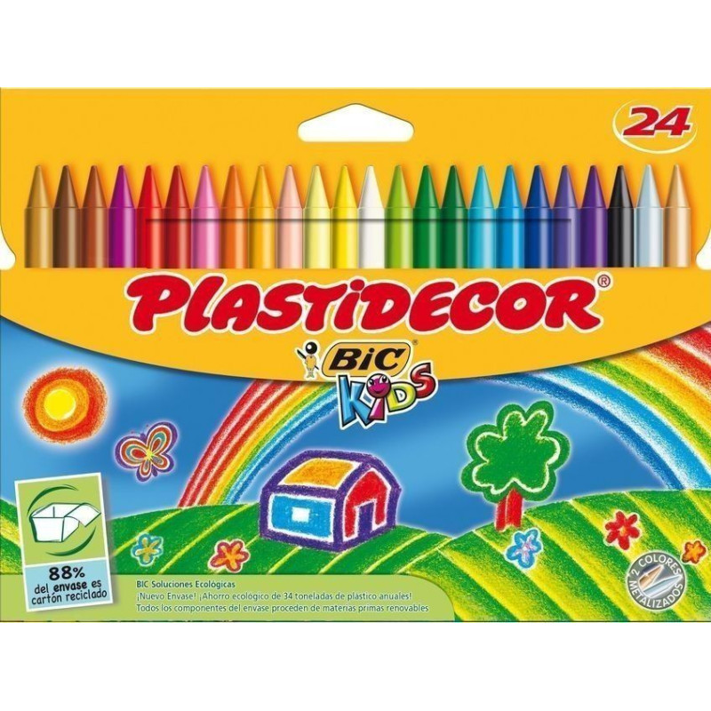 EST. 24 CERAS PLASTIDECOR BIC SURTIDO BASICO