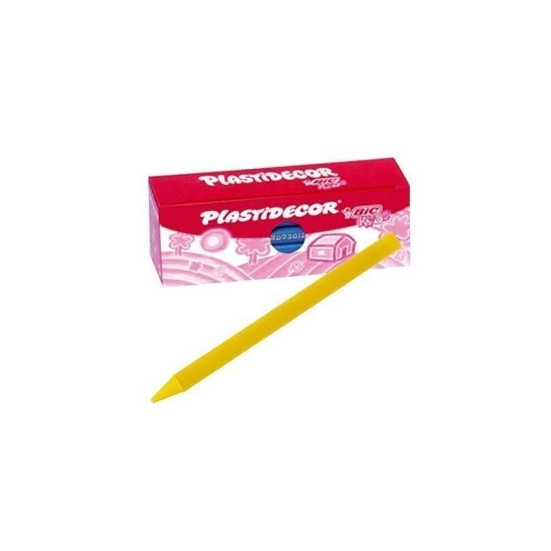 CAJA 25 CERAS PLASTIDECOR BIC AMARILLO