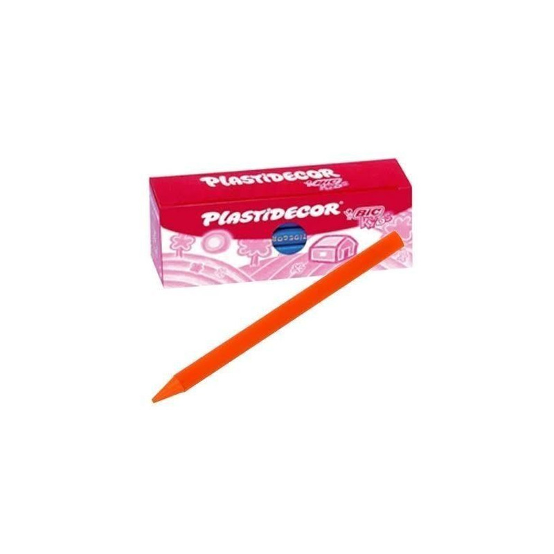 CAJA 25 CERAS PLASTIDECOR BIC NARANJA