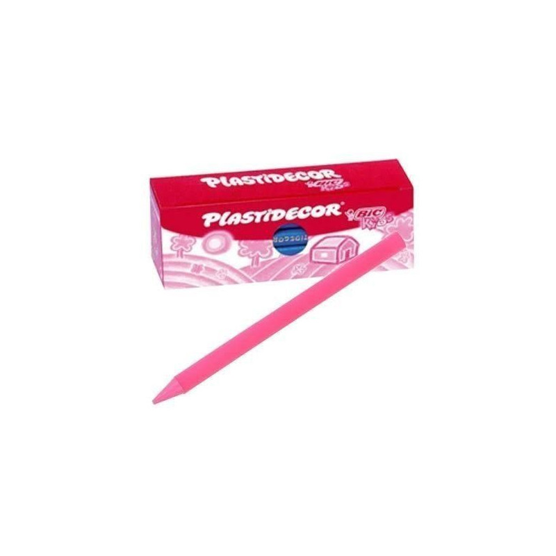 CAJA 25 CERAS PLASTIDECOR BIC ROSA