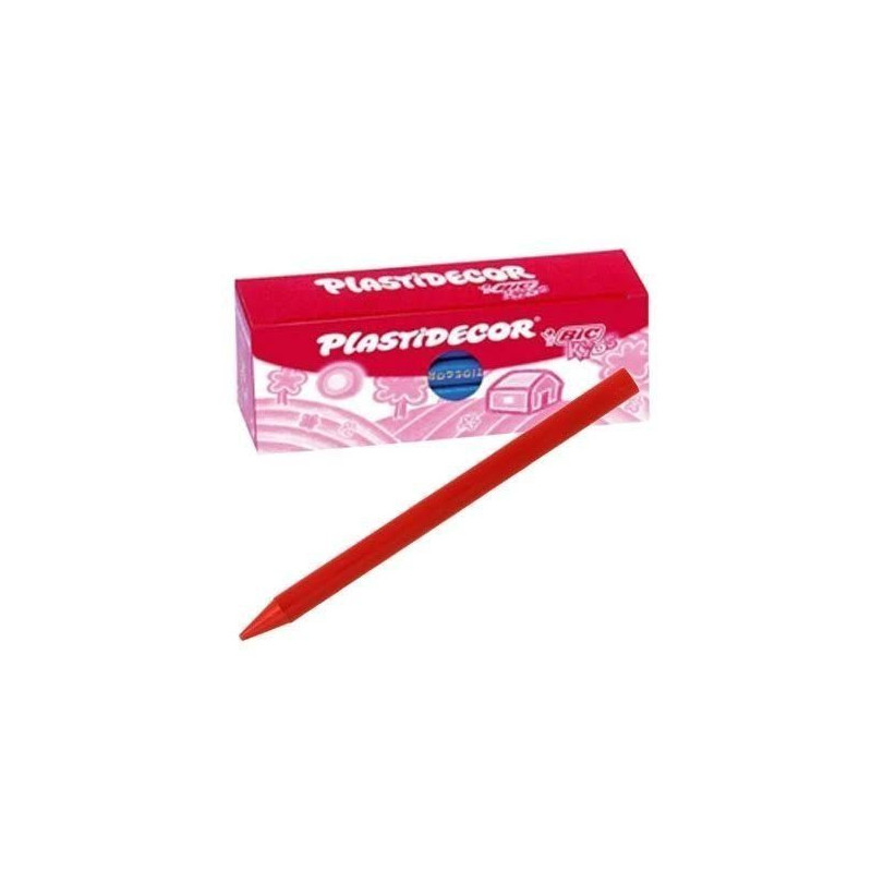 CAJA 25 CERAS PLASTIDECOR BIC ROJO